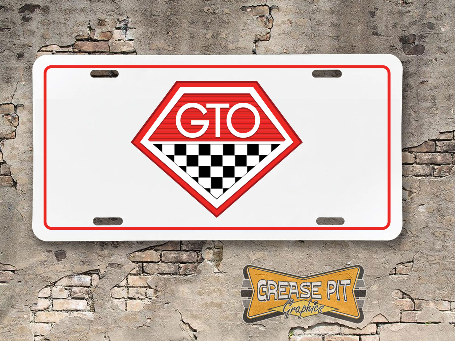 Pontiac Gto Vintage Style License Plate Grease Pit Graphics