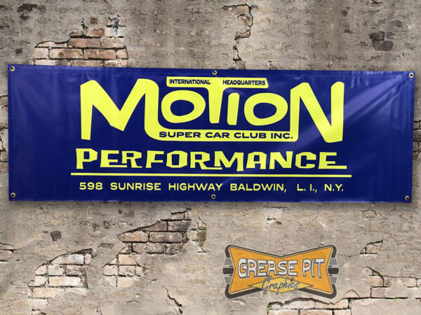 Baldwin Motion Performance Super Car Club 2’x6′ Garage Shop Banner