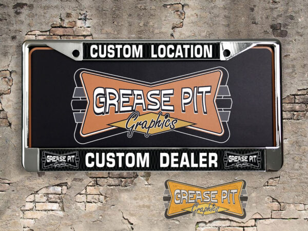 Grease Pit Graphic Custom License Plate Frames