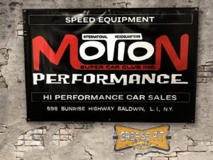 Baldwin Motion Performance Super Car Club 4'x6' Garage Shop Banner Black
