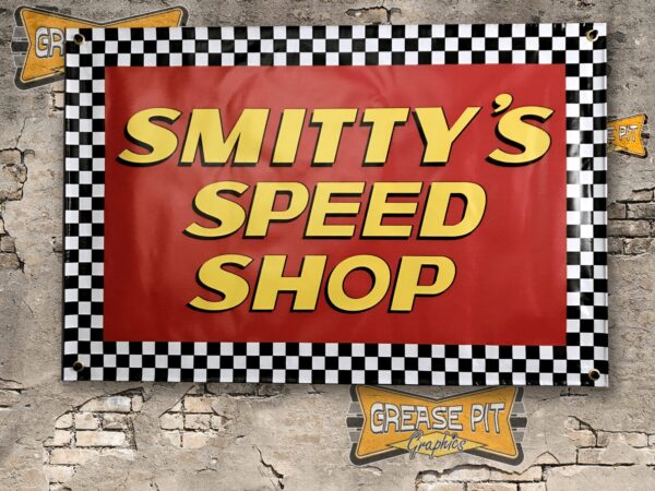 Smittys Speed Shop Hollywood Knights 2x3 Garage Shop Banner