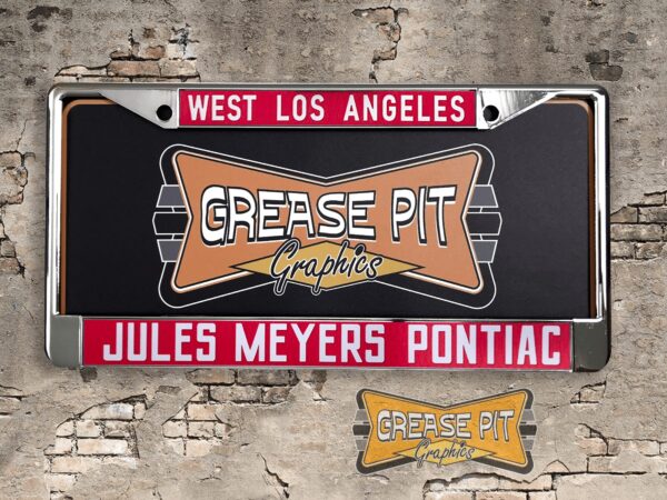 Jules Meyers Pontiac West Los Angeles License Plate Frame Tribute Red