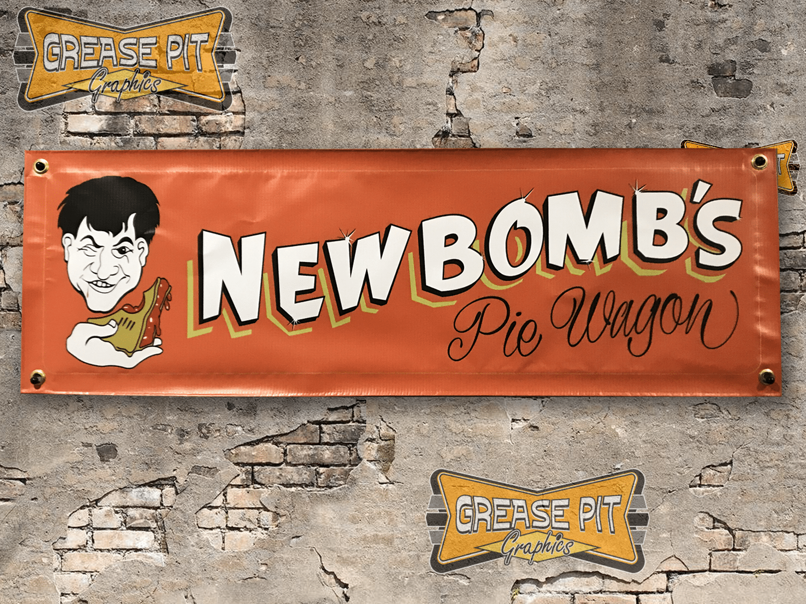Hollywood Knights Newbombs Pie Wagon 1x3 Garage Shop Banner