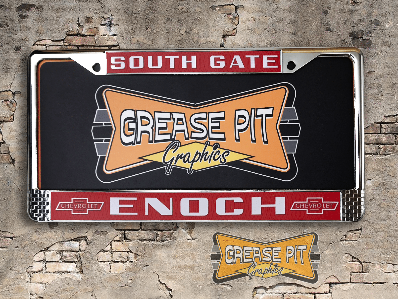 Enoch Chevrolet South Gate License Plate Frame Tribute