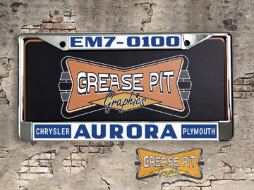 Aurora Chrysler Plymouth License Plate Frame Tribute