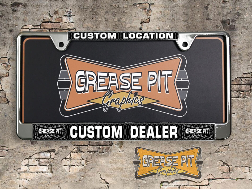Custom License Plate Frames Grease Pit Graphics