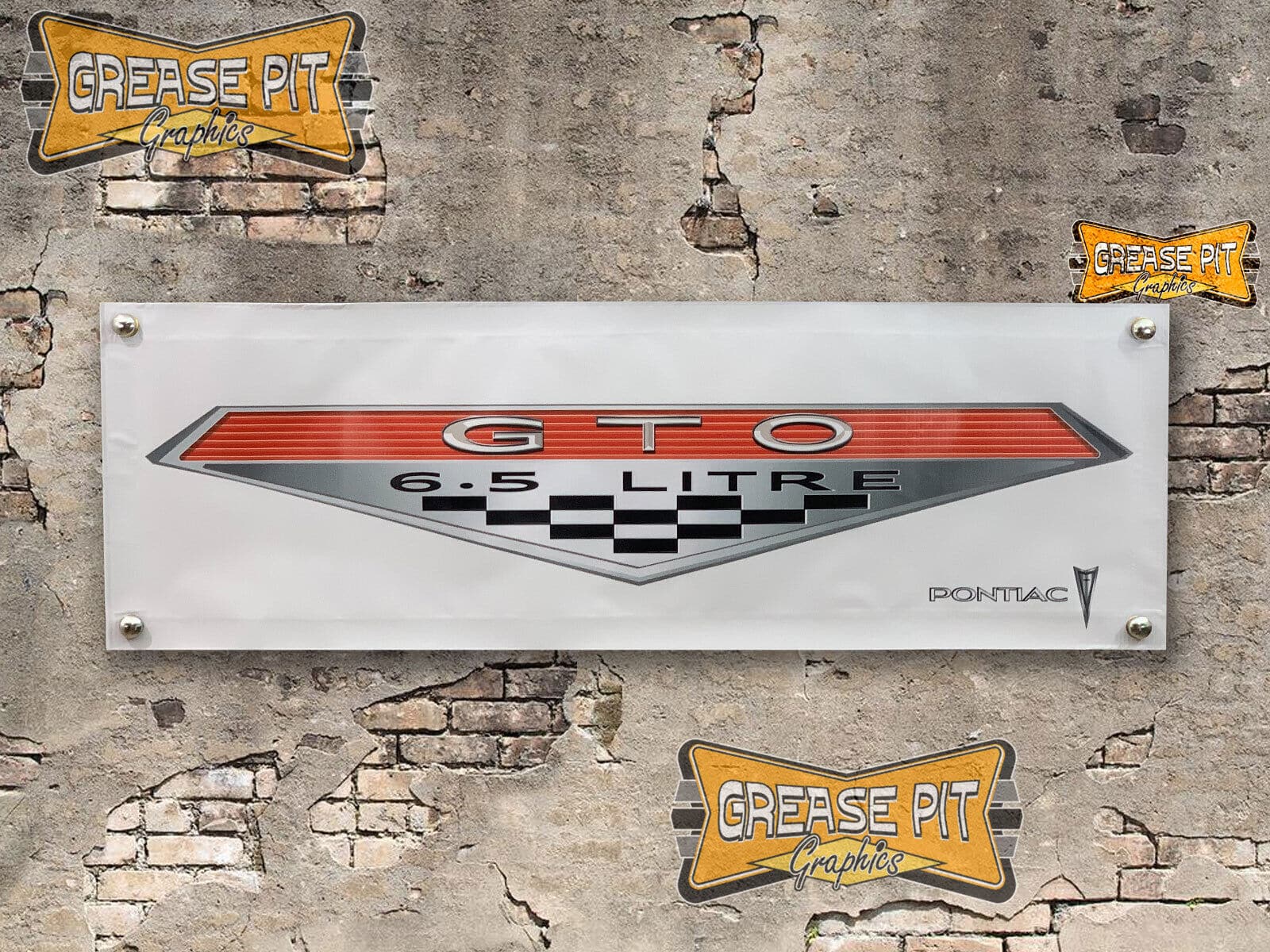 Pontiac GTO Emblem 1x3 Garage Shop Banner choice of colors Color cameo white