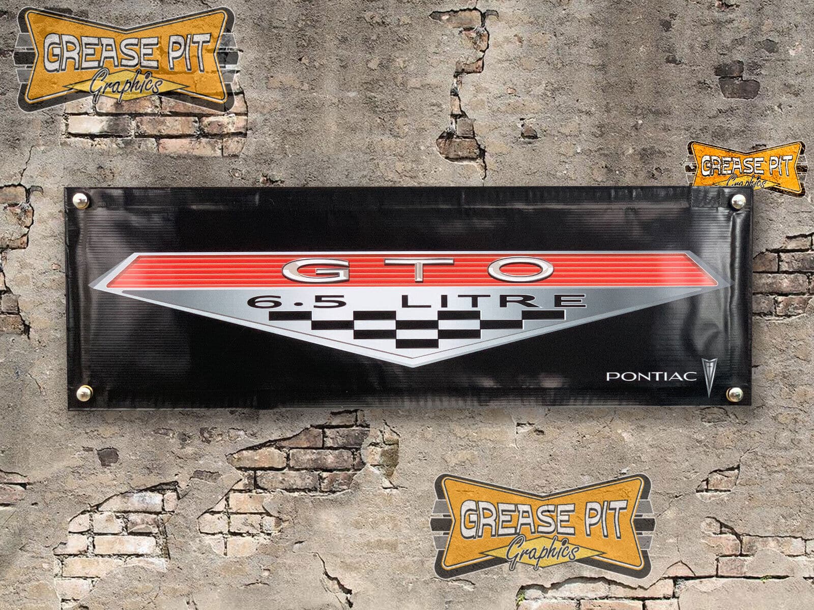 Pontiac GTO Emblem 1x3 Garage Shop Banner choice of colors Color starlight black