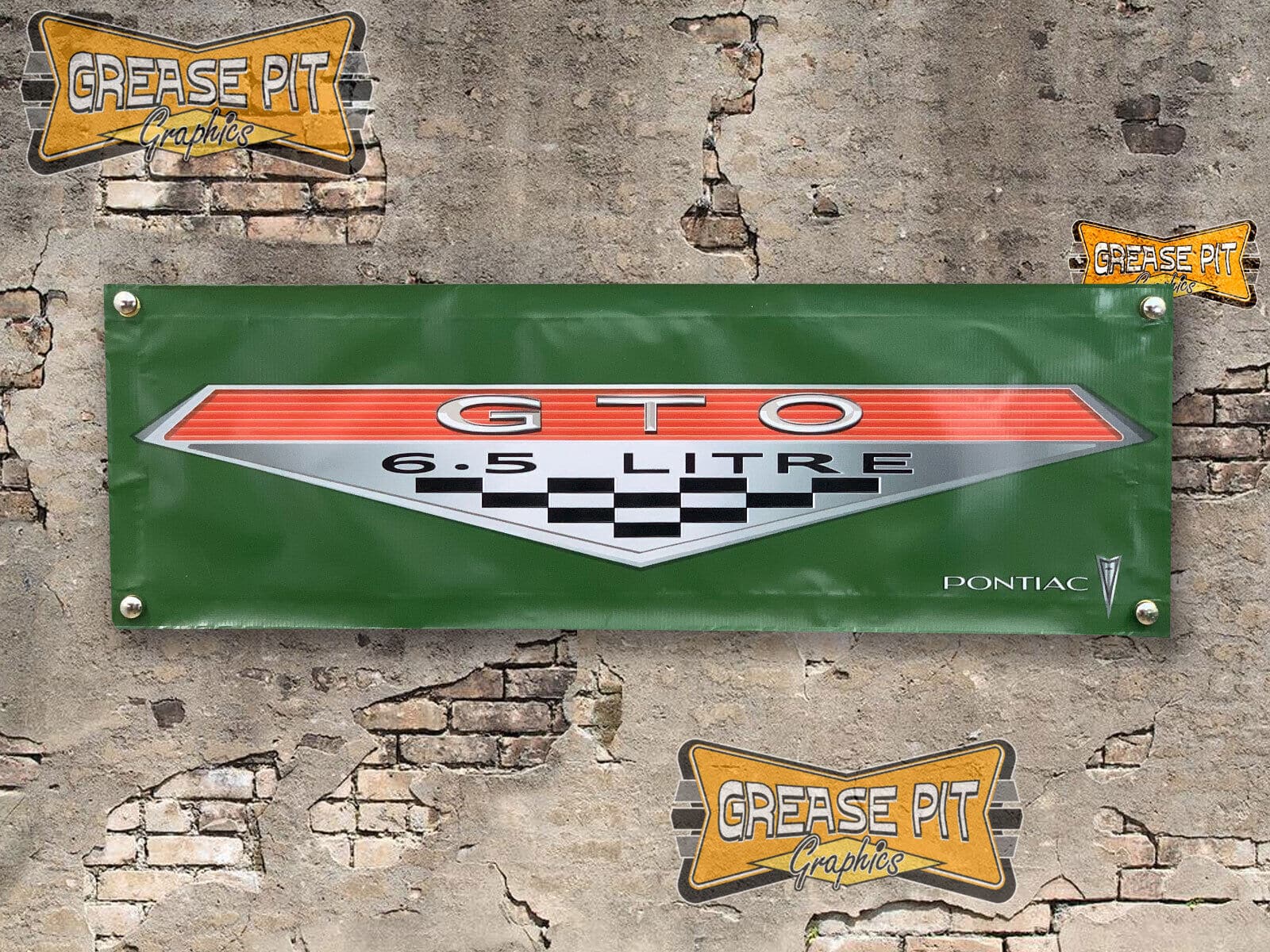 Pontiac GTO Emblem 1x3 Garage Shop Banner choice of colors Color Verdoro Green