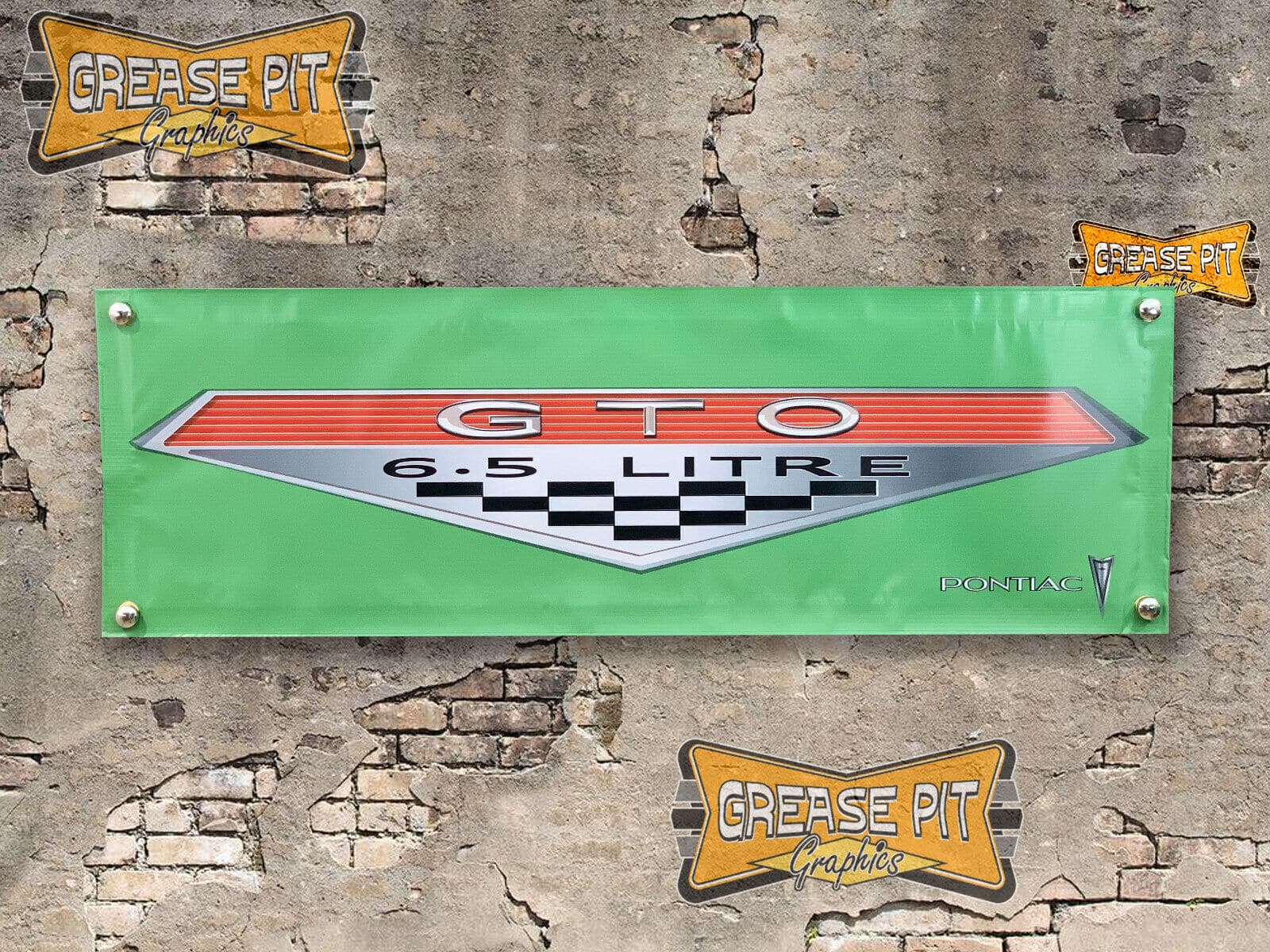 Pontiac GTO Emblem 1x3 Garage Shop Banner choice of colors Color Limelight Green