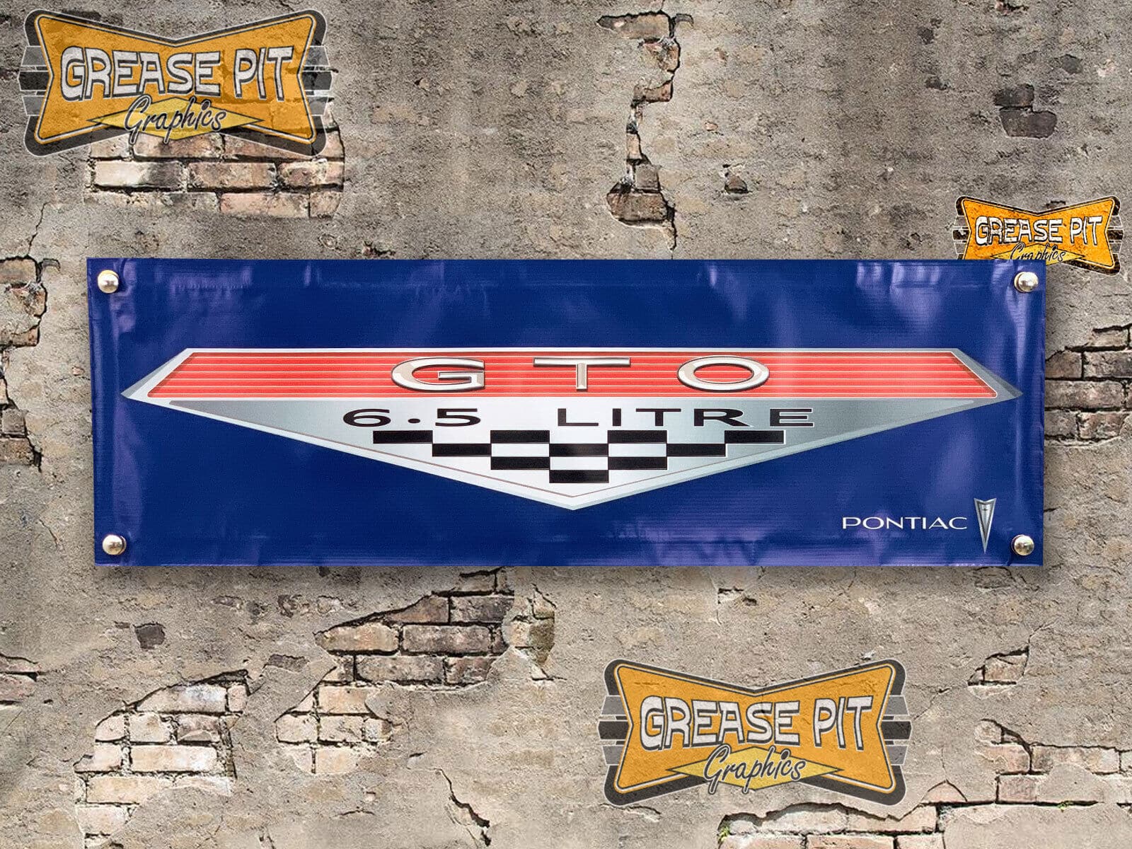 Pontiac GTO Emblem 1x3 Garage Shop Banner choice of colors Color Nightwatch Blue