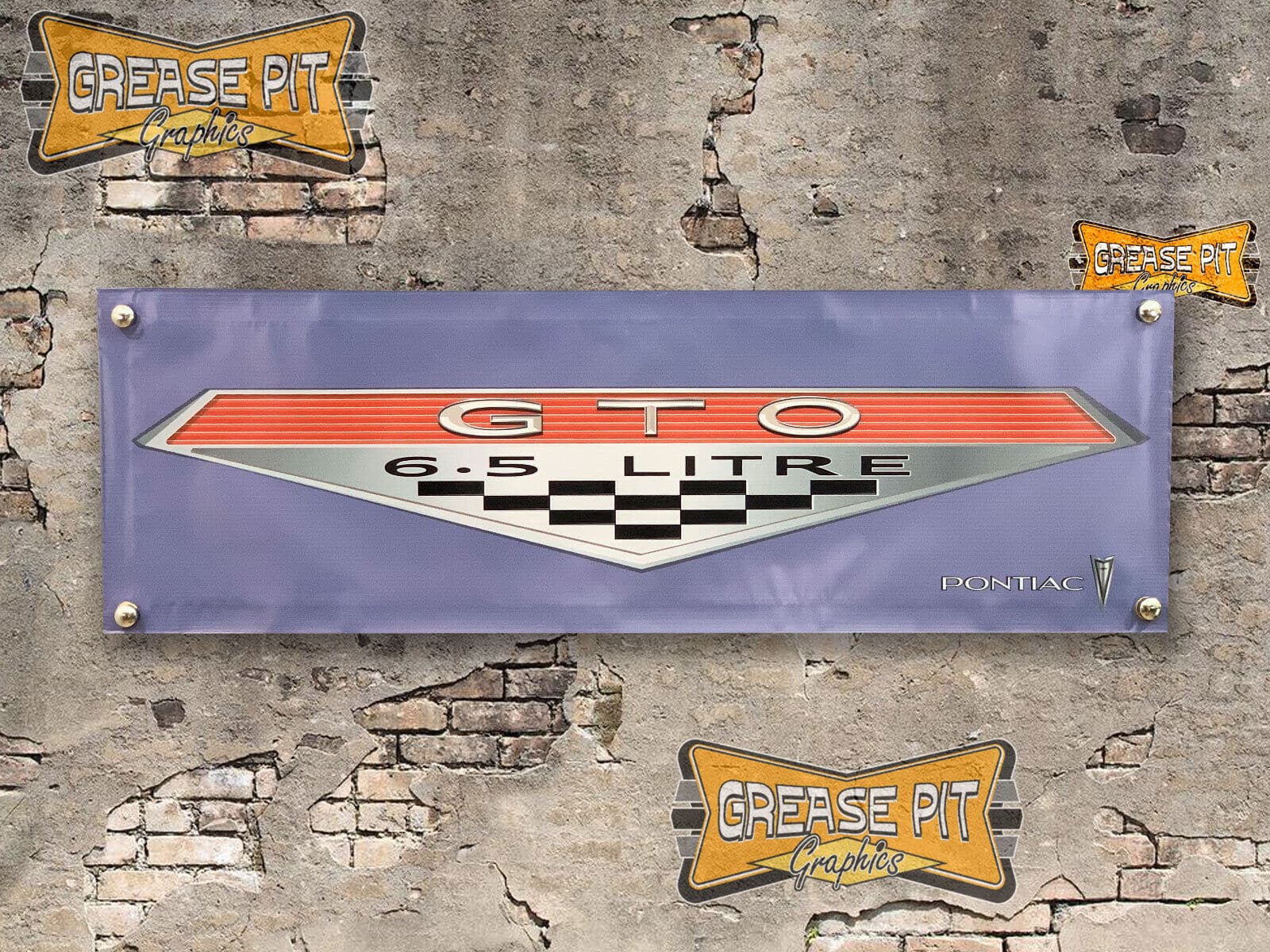 Pontiac GTO Emblem 1x3 Garage Shop Banner choice of colors Color Irish Mist