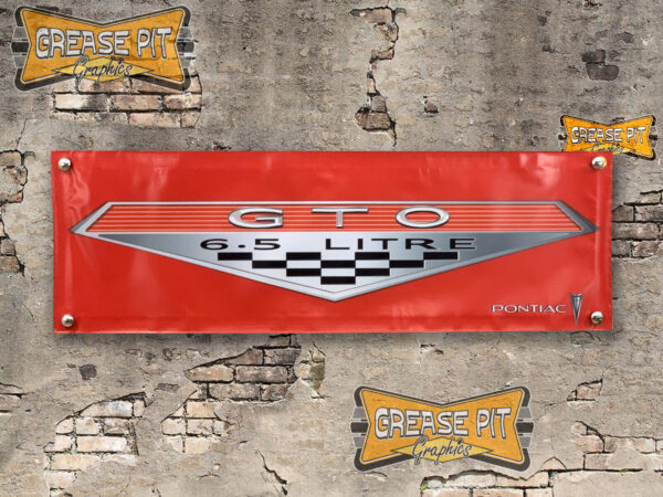 Pontiac GTO Emblem 1'x3' Garage Shop Banner - choice of colors - Color: Red