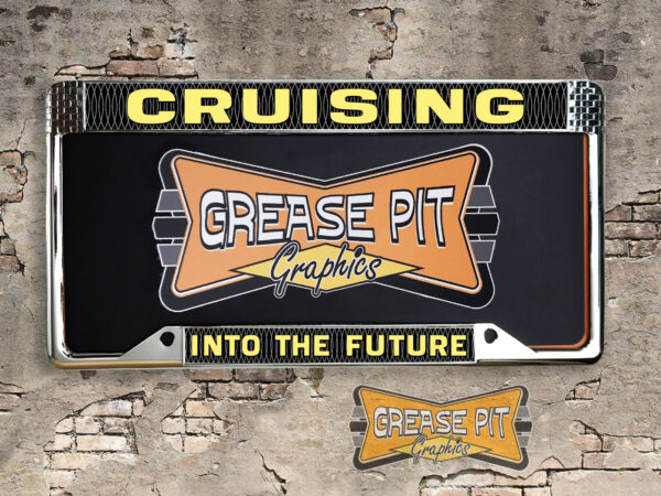 Cruising into the Future license plate frame Reverse Frame Orientation