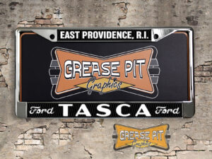 Tasca Ford East Providence License Plate Frame Black and White
