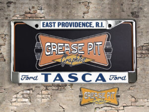 Tasca Ford East Providence License Plate Frame White and Blue