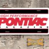 High Performance Pontiac Booster License Plate 1987 style red black white