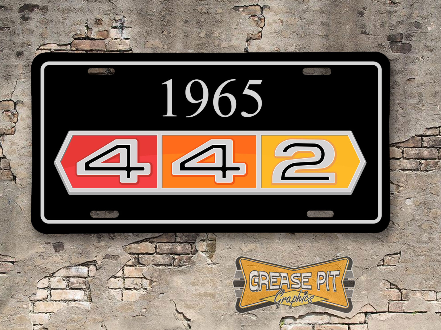 1965 Oldsmobile 442 License Plate - Grease Pit Graphics