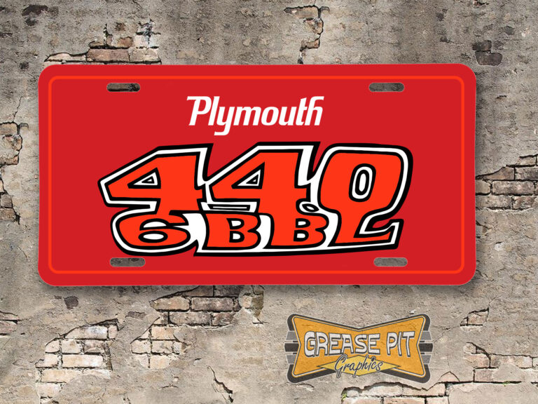 plymouth-440-6bbl-booster-license-plate-grease-pit-graphics