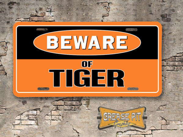 Pontiac GTO Beware of Tiger Booster License Plate orange