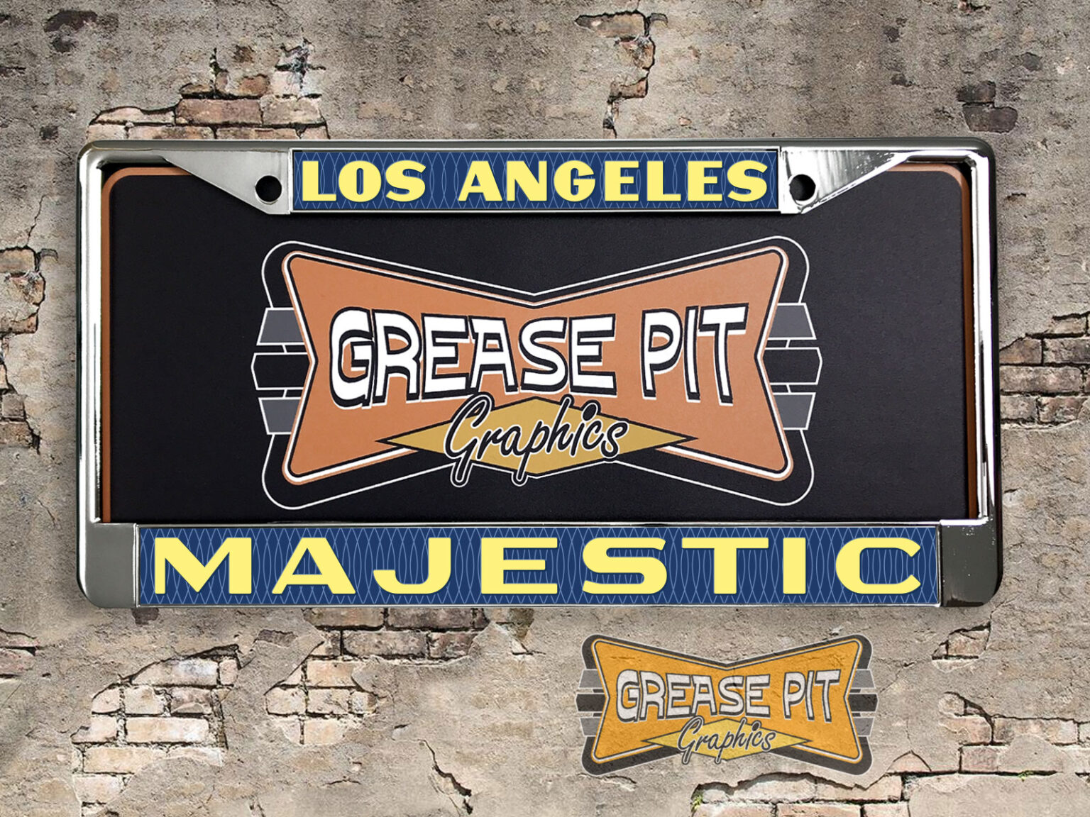 Majestic Pontiac Los Angeles Dealer License Plate Frame - Grease Pit ...