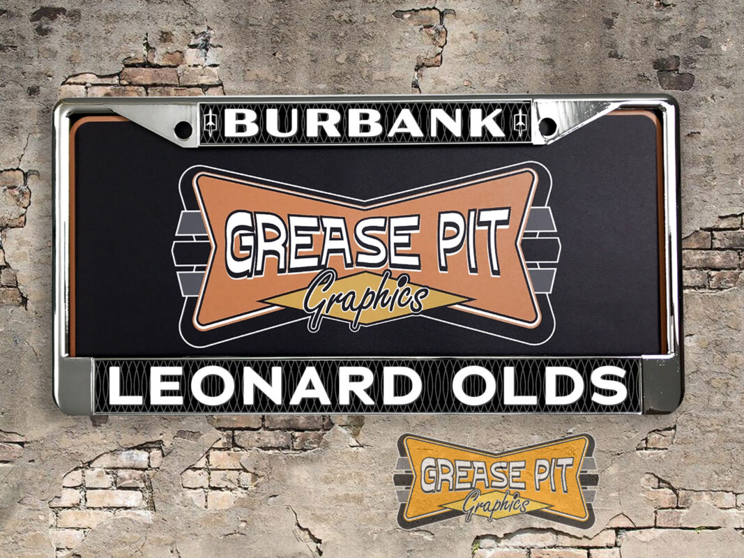 Leonard Oldsmobile Burbank Dealer License Plate Frame - Grease Pit Graphics