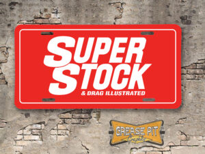 Super Stock & Drag Illustrated Magazine Booster Aluminum License Plate Insert Red