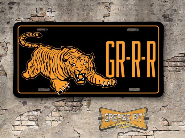 Vintage Vintage 1960's Style Tiger GRRR Booster Aluminum License Plate Insert
