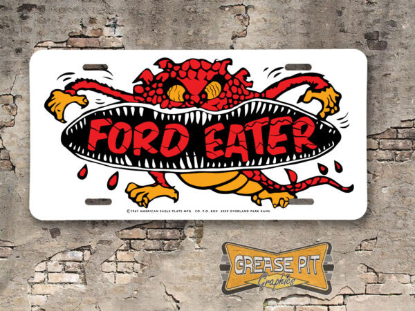 Vintage Style 1960s Hot Rod Ford Eater Booster Aluminum License Plate Insert
