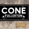 Cone Chevrolet Fullerton Booster Aluminum License Plate Insert white letters