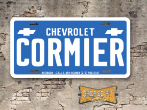 Cormier Chevrolet Booster Aluminum License Plate Insert