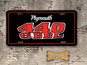 Plymouth 440 6bbl Booster Aluminum License Plate Insert Black
