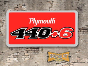 Plymouth 440+6 Booster Aluminum License Plate Insert Red