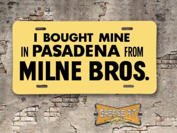 Milne Bros Jeep Booster Aluminum License Plate Insert Pasadena