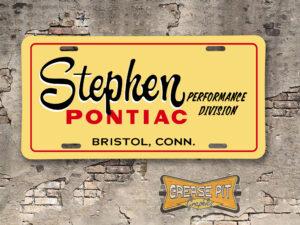 Stephen Pontiac Performance Division Booster Aluminum License Plate Insert