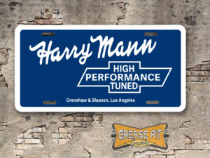 Harry Mann Chevrolet Booster License Plate Insert Crenshaw & Slauson Blue