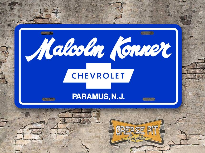 Malcolm Konner Chevrolet Booster License Plate Insert Paramus New Jersey Blue