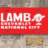 Lamb Chevrolet National City Booster License Plate Insert Red