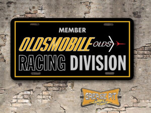 Member Oldsmobile Racing Division Booster Aluminum License Plate Black Yellow