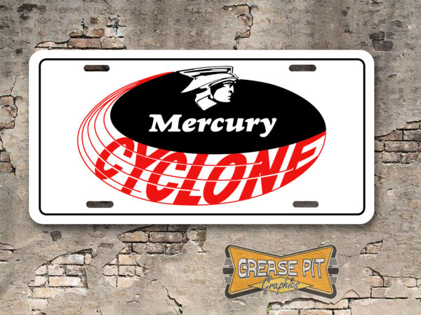 Mercury Cyclone Booster Aluminum License Plate Insert White