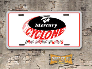 Mercury Cyclone Drag Racing Vehicles Booster Aluminum License Plate Insert White