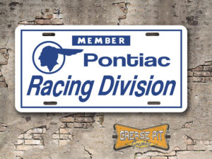 Member Pontiac Racing Division Booster License Plate Insert White/Blue