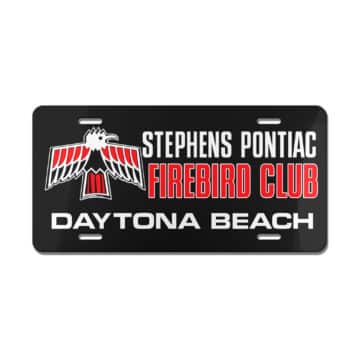 Stephens Pontiac Firebird Club Daytona Beach License Plate Black