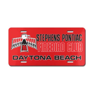 Stephens Pontiac Firebird Club Daytona Beach License Plate Red