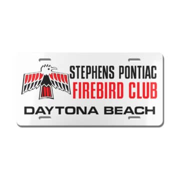 Stephens Pontiac Firebird Club Daytona Beach License Plate White
