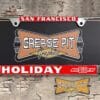 A vintage style reproduction dealer license plate frame for the Holiday Chevrolet dealership of San Francisco, California . This reproduction dealer license plate frame will look great bolted on to your Classic Chevy whether it’s a Cruiser, a Hot Rod or a Muscle Car..