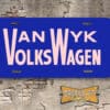 A newly produced vintage style tribute Van Wyk Volkswagen License Plate Insert Santa Barbara for your Hot Rodded or classic Volkswagen.