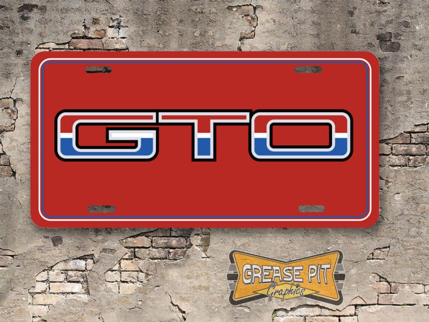 A newly produced vintage style tribute1974 Pontiac GTO License Plate for your Hot Rod, Vintage Classic car, or Muscle car.