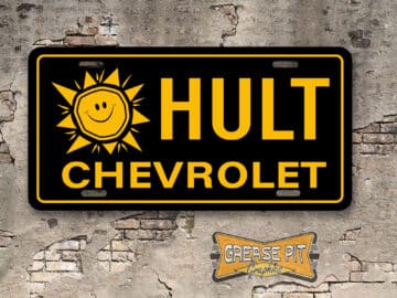 A newly produced vintage style tribute Hult Chevrolet License Plate for your Hot Rod, Vintage Classic car, or Muscle car.