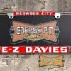 A vintage style reproduction dealership license plate frame for the E-Z Davies Chevrolet dealership of Redwood City. This reproduction dealership license plate frame will look great bolted on to your Classic Chevy whether it’s a Cruiser, a Hot Rod or a Muscle Car.